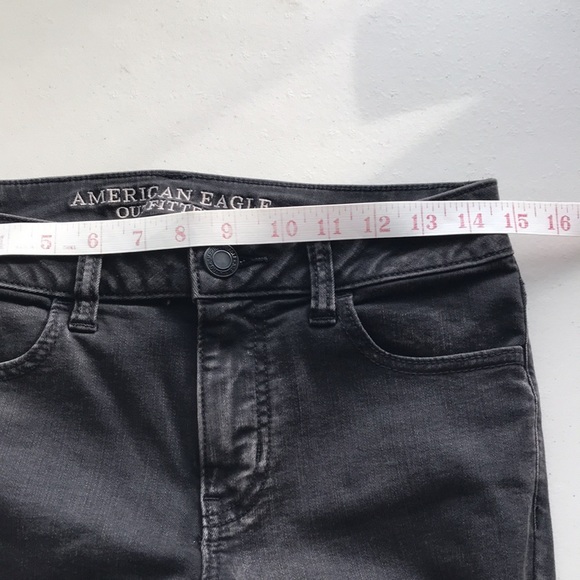 American Eagle black super super stretch mid rise ripped jeggings 4 - Picture 9 of 11